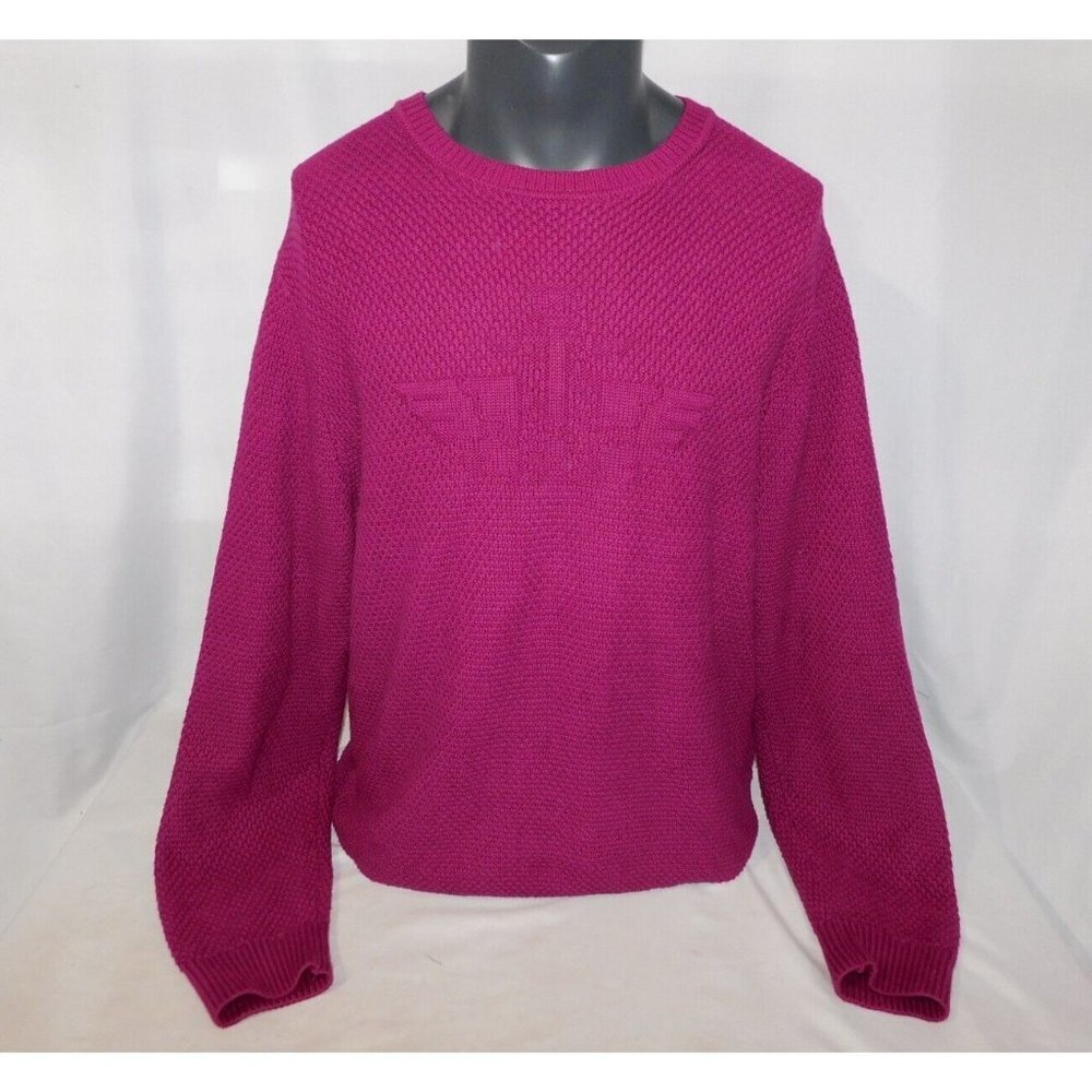 Dockers Purple Magenta Knit Logo Crewneck Long Sleeve Sweater Mens L